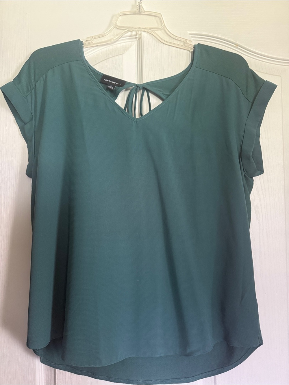 Fortune + Ivy Green Short Sleeve V-Neck Blouse XL